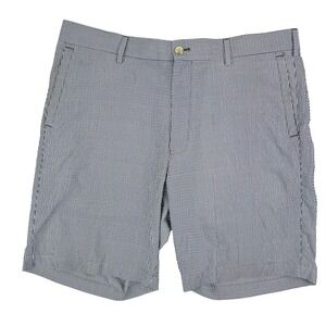 Peter Millar Featherweight Blue White Stripe Seersucker Poly Nylon Golf Short 36